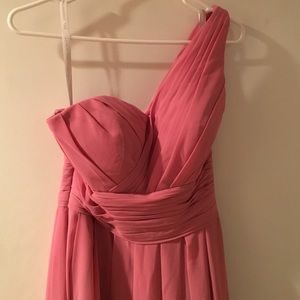 One shoulder Bill Levkoff bridesmaid dress