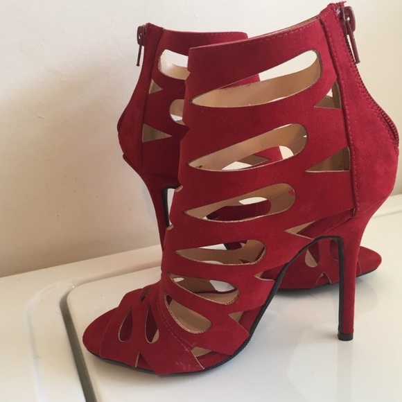 red cage heels