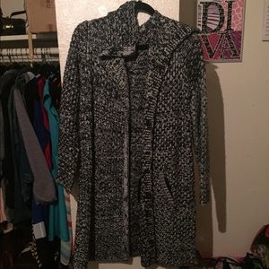 Long black and white jacket