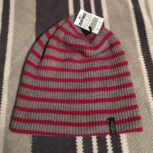 Beanie grey and red stripe (slouchy)  empyre brand