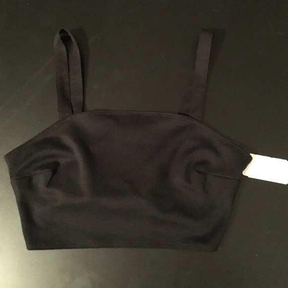 Black valette crop top with straps and Zipper