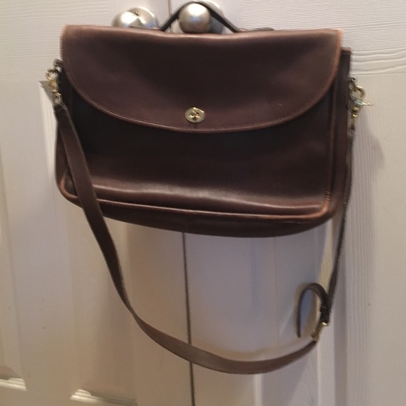 Coach leather bag suitable for laptop or iPad.