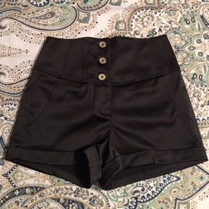 Black satin high wasted shorts. Worn once.