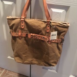 Canvas and leather bag. Large