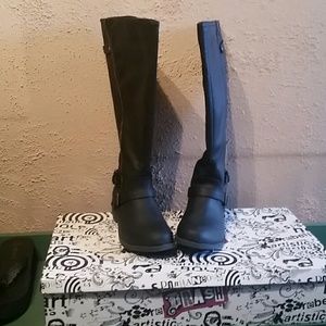 Brash wide calf black  womens boots 8.5