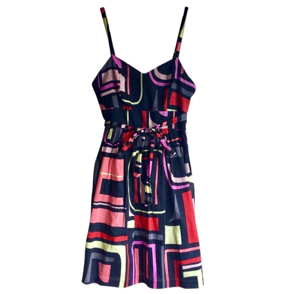 $119 XS Kensie Black Sundress Neon Geometric