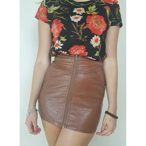 H&M Divided Faux Leather Skirt