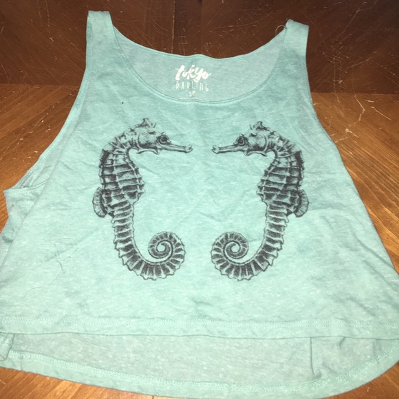 Cute Blue Seahorse Crop Top
