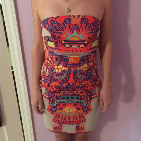 Rare Mara Hoffman Neon Orange Strapless Dress