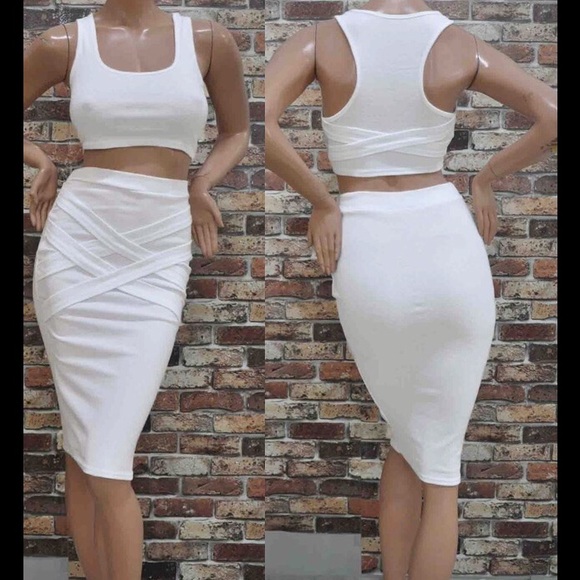 White Two Piece Cotton Sexy Dress