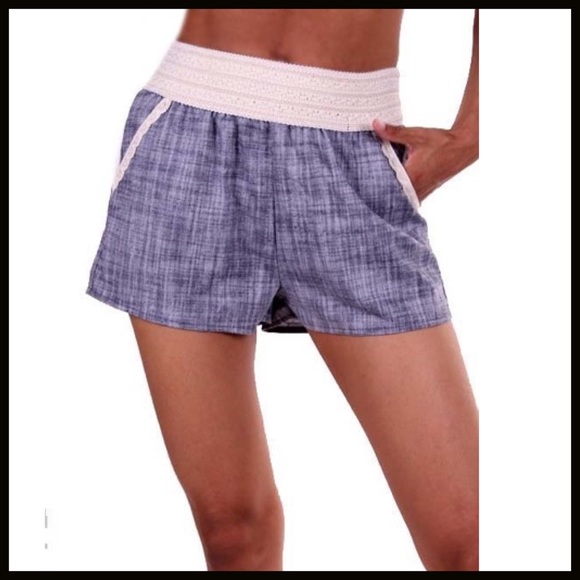 Crochet Detail Chambray Short - Picture 2 of 4