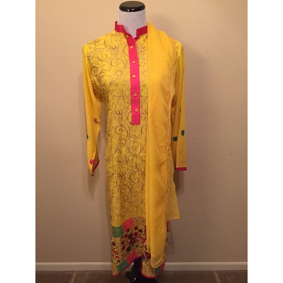 Linen Embroidery Salwar&Kameez Chiffon Dupatta
