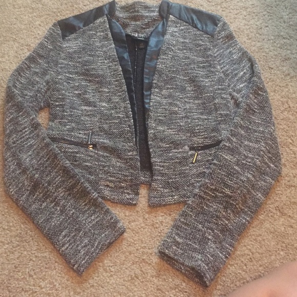 Faux leather black and white blazer **NEVER WORN**