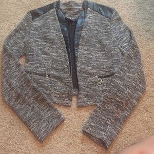 Faux leather black and white blazer **NEVER WORN**