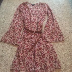 Floral sheer overtop with belt - knee length