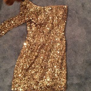Gold sequin party dress