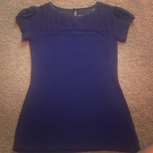 Royal blue Short sleeve top with sheer top