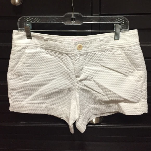 White Lilly Pulitzer shorts with chevron pattern