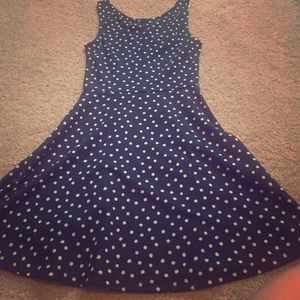 Blue polka dot tank top mini dress
