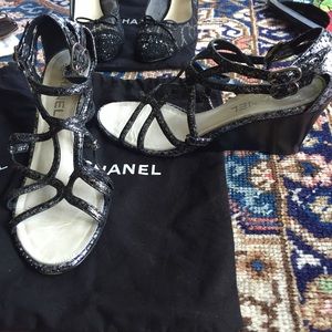 Chanel strappy wedge