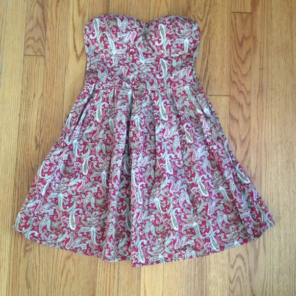 Red and green paisley dress