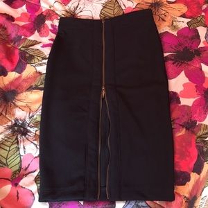 Black zip up Pencil skirt