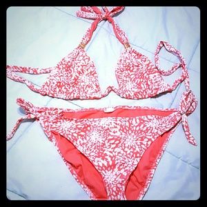 Mossimo Coral and White bikini