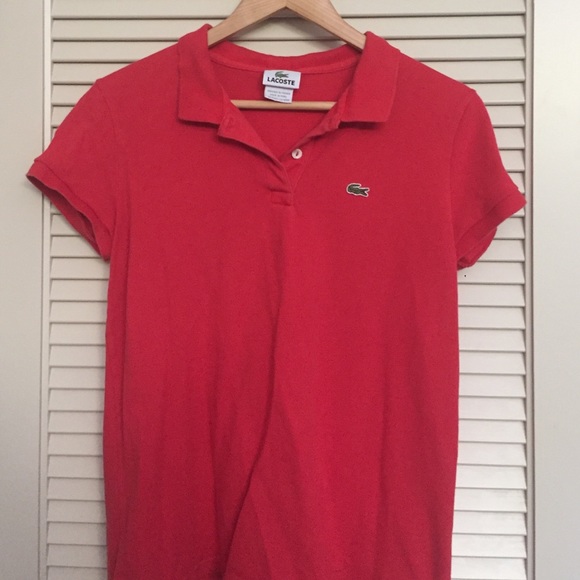 Coral Lacoste Women's Polo (Size 46)