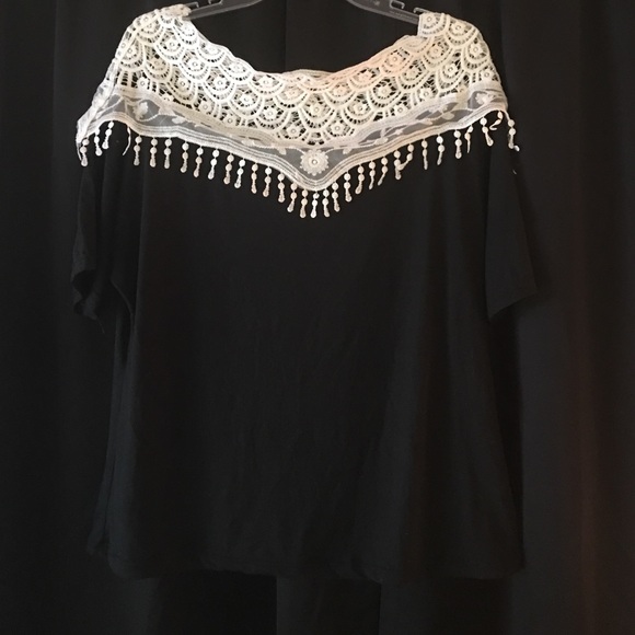 Black top with lace neckline