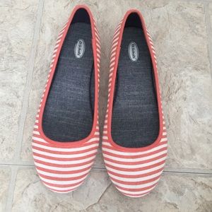 NEW Dr. Scholls pink and white stripe flat