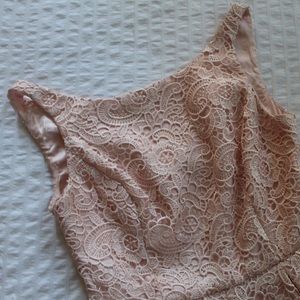 Blush Lace Aidan Mattox Cut Out Back dress