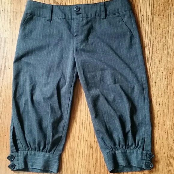 Gray pinstripe capri pants