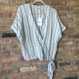 Free People Cross-Front Shirt With Tie