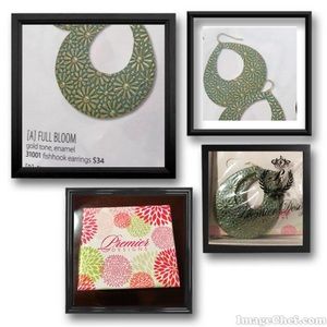 Premier Designs Full Bloom Earrings / Gold Green