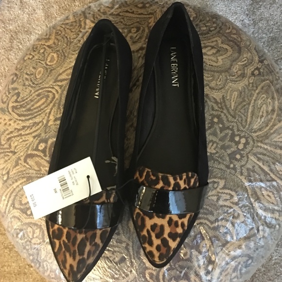 NEW!! Lane Bryant black and leopard print flats
