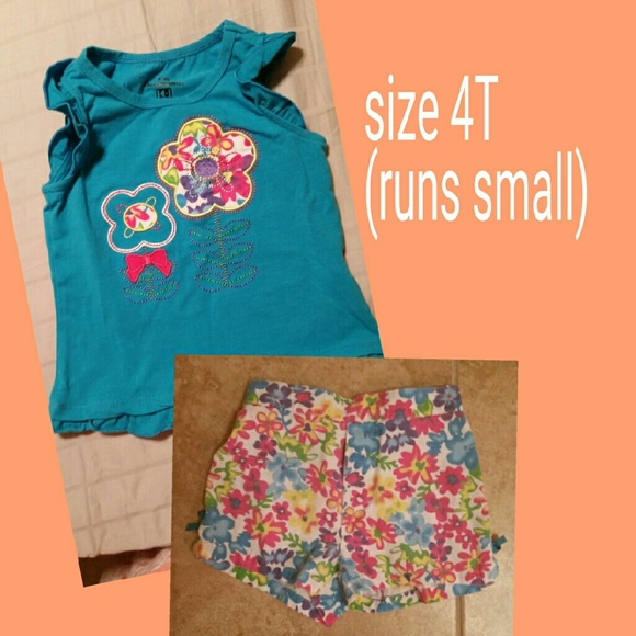 4T Blue floral shirt and short set