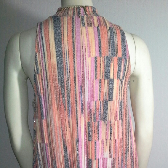 Multi-color shift swing dress with mock neck - Picture 3 of 4