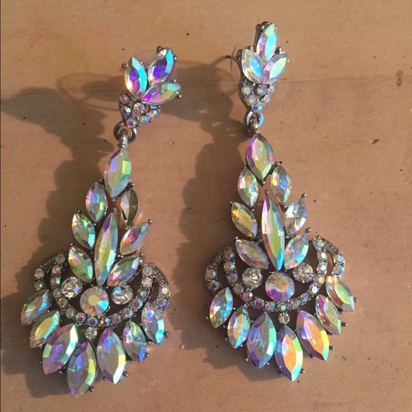 Iridescent AB Crystal Prom Earrings