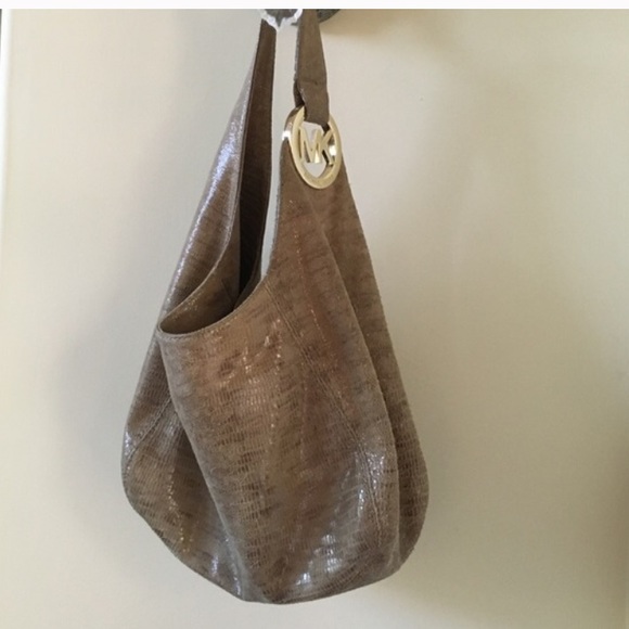 Snakeskin taupe Michael Kors hobo