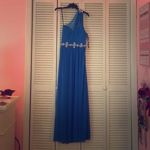 Sparkly Blue One-Shoulder Formal Dress