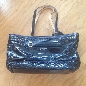 Coach large patent leather black purse