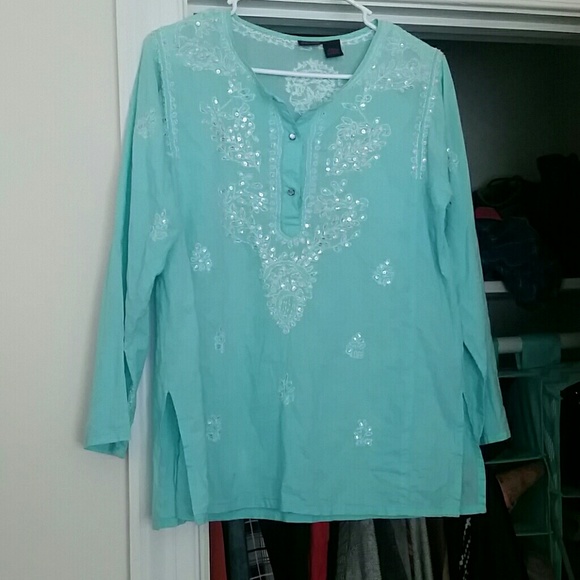 Bohemian mint blue top