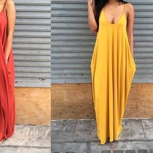 Yellow flowy pocketed dress