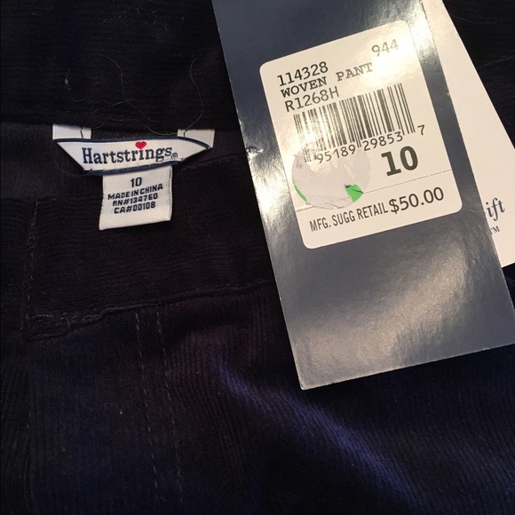 NEW Heartstrings girls navy corduroy pants Size 10 - Picture 3 of 3