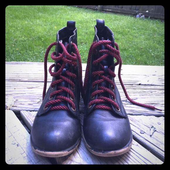 Lace up black boots