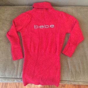 Bebe turtle neck with crystals. Red. Small.