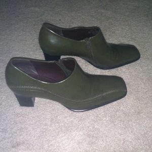 Franco Sarto olive green ankle bootie.
