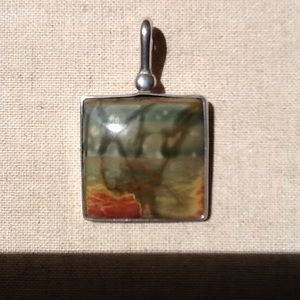Earth tone square necklace pendant