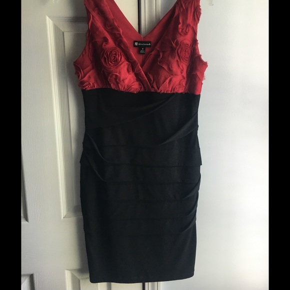 Valerie Bertinelli Red and Black Cocktail Dress