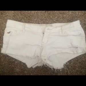 Hollister white distressed shorts